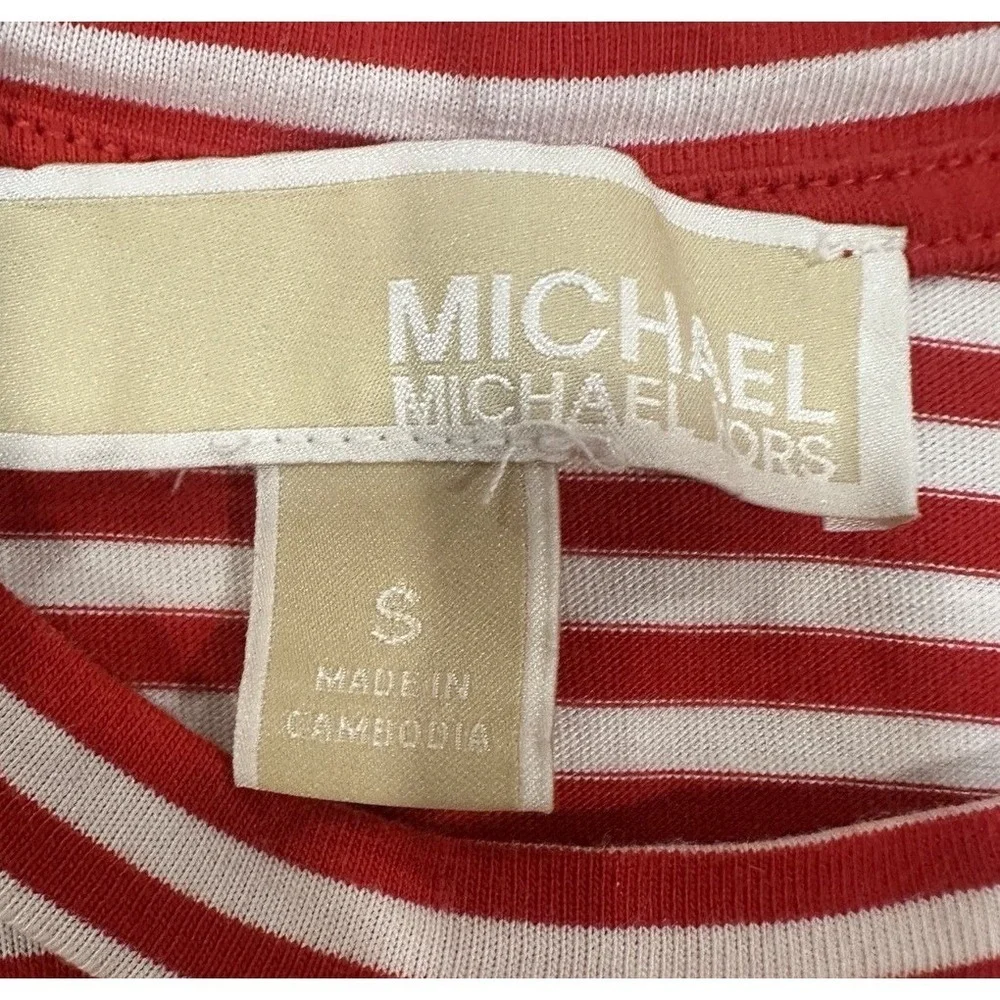 Michael Kors Striped Red White Sleeveless Crew Neck Cotton Tank‎ Women's Top S